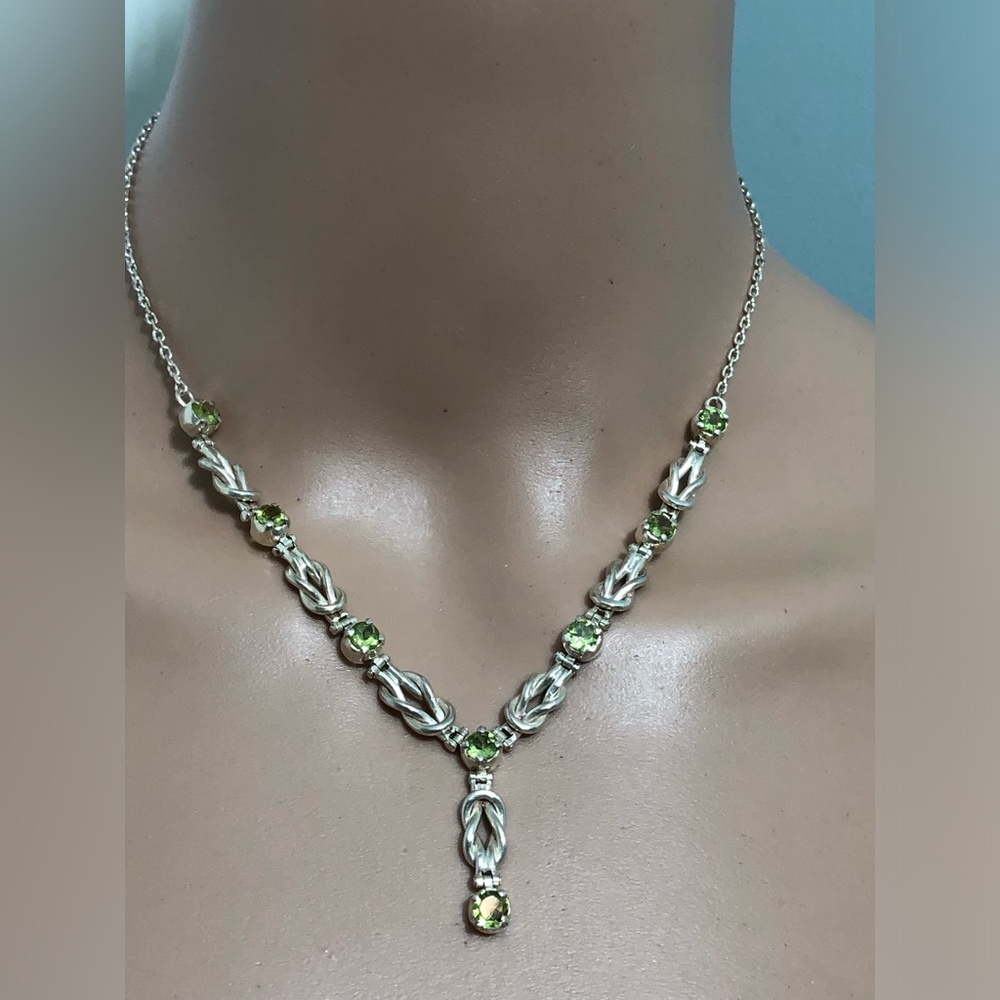 925 Silver Peridot Necklace Drop
